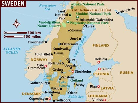 Mapa e información de Suecia